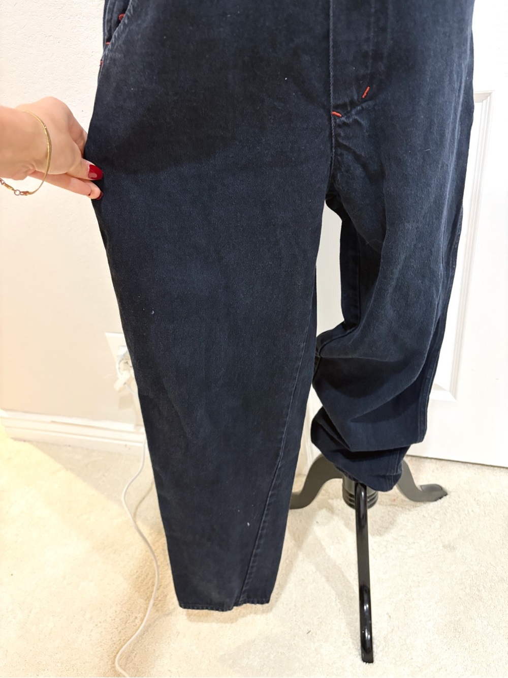 London London 80s/90s Cotton Denim Women’s Dark Boue Denim Wash Overalls Medium - Picture 5 of 6